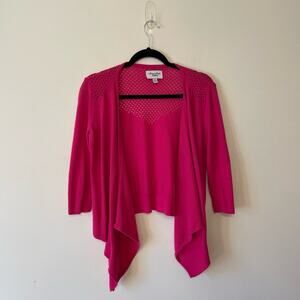 American Eagle Outfitters AEO M/M hot pink Barbie long sleeve cardigan lace knit